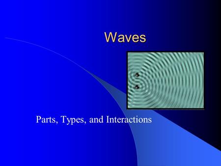 Waves Parts, Types, and Interactions. Definition of a Wave A disturbance that travels through a medium from one location to another location. Waves transfer.