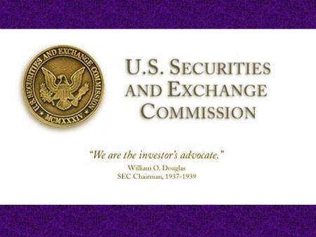 Disclaimer The SEC as a matter of policy disclaims responsibility for any private publication or statement by any of its employees. The views expressed.