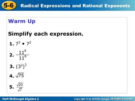 Simplify each expression.