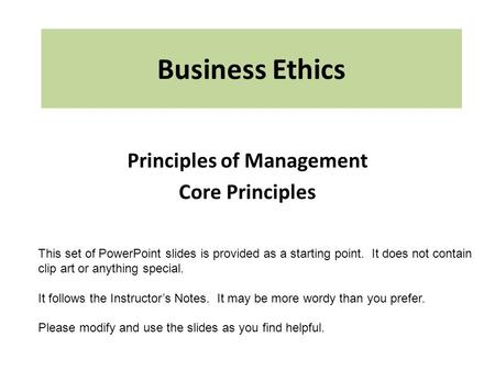 Principles of Management Core Principles
