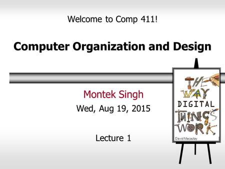 Welcome to Comp 411! Computer Organization and Design