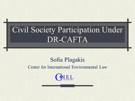 Civil Society Participation Under DR-CAFTA Sofia Plagakis Center for International Environmental Law.