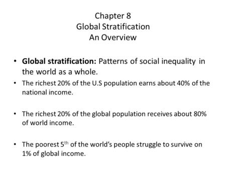 Chapter 8 Global Stratification An Overview