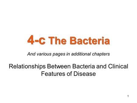 Relationships Between Bacteria and Clinical Features of Disease