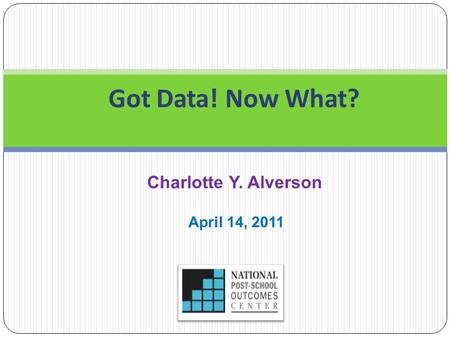Got Data! Now What? Charlotte Y. Alverson April 14, 2011.