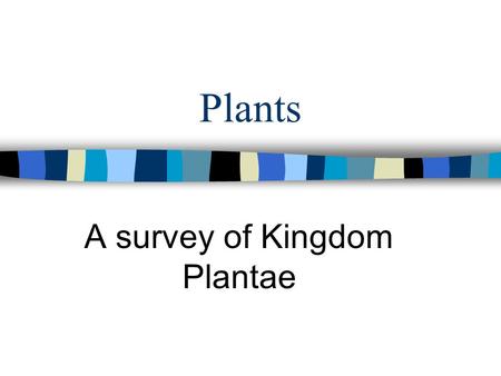 Plants A survey of Kingdom Plantae. Characteristics of Plants n All Plants are Producers - Photosynthetic n Plants are Multicellular n Plant cells have.