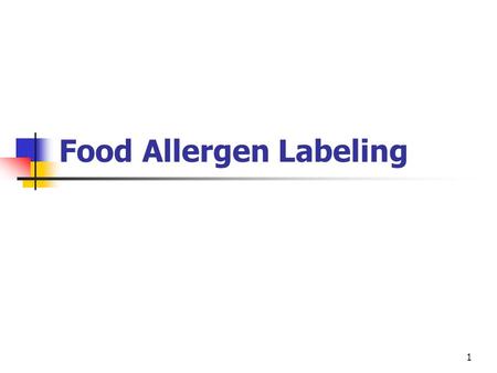 1 Food Allergen Labeling. 2 Regulations Revised January 2006 Food and Drug Administration (FDA) requires food manufacturers to: List common allergens.