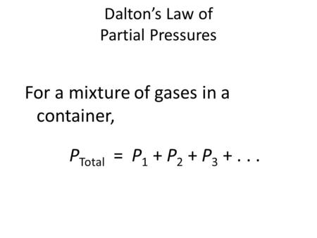 Dalton’s Law of Partial Pressures
