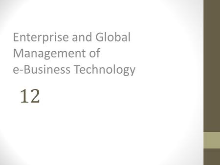 12 Enterprise and Global Management of e-Business Technology.