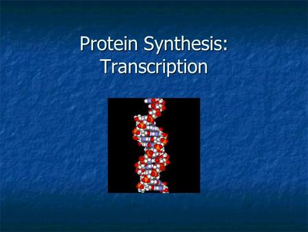 Protein Synthesis: Transcription