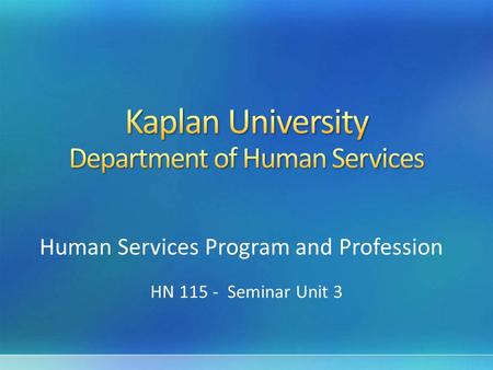 Kaplan University Department of Human Services