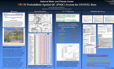 National Water and Climate Center PRISM Probabilistic-Spatial QC (PSQC) System for SNOTEL Data MTNCLIM 2006 CONFERENCE September 19-22, 2006 at Timberline.