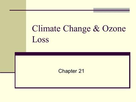 Climate Change & Ozone Loss Chapter 21. Temperature Changes 900,000 years – alternating cycles of freezing & thawing Glacial period- ice age Interglacial.