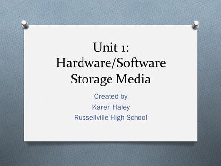 Unit 1: Hardware/Software Storage Media Created by Karen Haley Russellville High School.