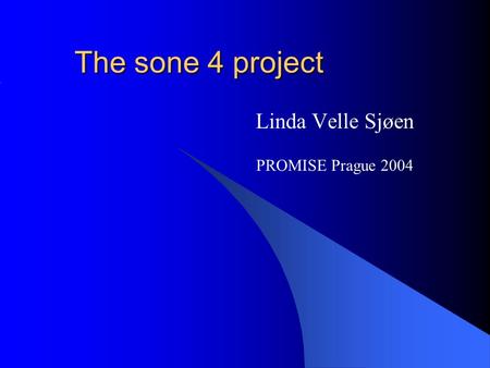 The sone 4 project Linda Velle Sjøen PROMISE Prague 2004.