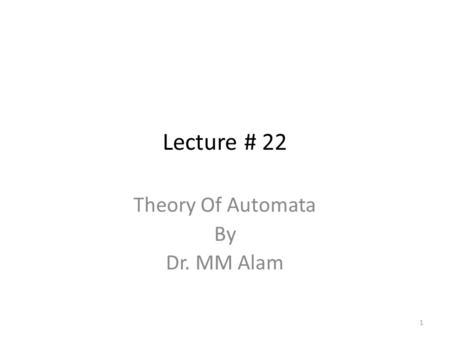Theory Of Automata By Dr. MM Alam