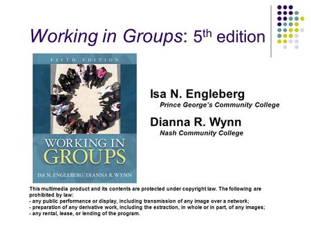 Working in Groups: 5th edition