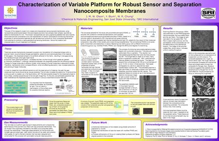 Processing Objectives Characterization of Variable Platform for Robust Sensor and Separation Nanocomposite Membranes J. M. W. Olson 1, Y. Blum 2, W. R.