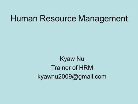 Human Resource Management