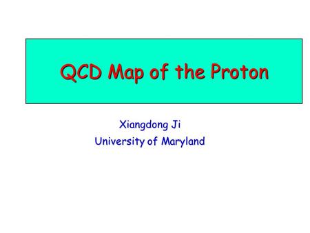 QCD Map of the Proton Xiangdong Ji University of Maryland.
