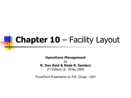 Chapter 10 – Facility Layout