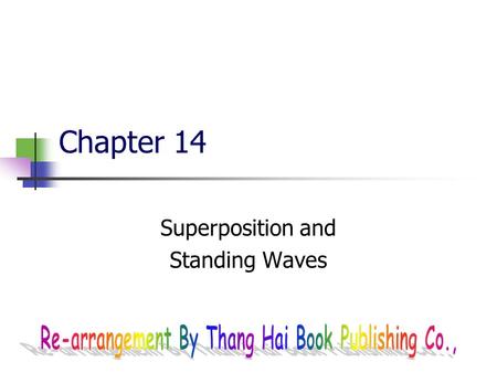 Chapter 14 Superposition and Standing Waves 2 Waves vs. Particles Particles have zero sizeWaves have a characteristic size – their wavelength Multiple.
