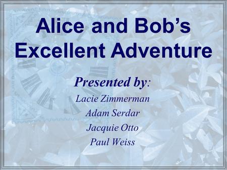 Alice and Bob’s Excellent Adventure