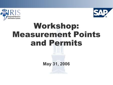 Workshop: Measurement Points and Permits