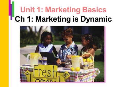 Unit 1: Marketing Basics Ch 1: Marketing is Dynamic.