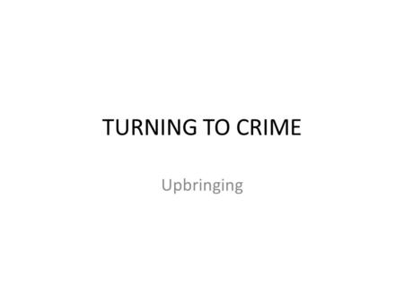 TURNING TO CRIME Upbringing. Rank these factors as to how much they would affect a person who turns to crime: TelevisionPets Gender Age Social classEducation`