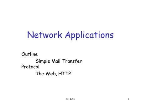 Network Applications Outline Simple Mail Transfer Protocol