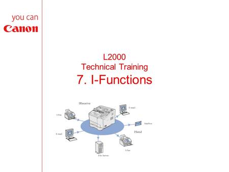L2000 Technical Training 7. I-Functions. Objective  After completion of this module you will be able to demonstrate an understanding of the I-Functions.