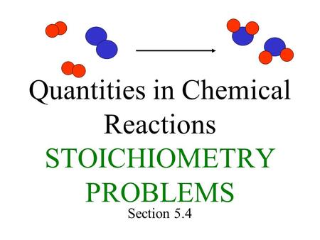 Quantities in Chemical Reactions STOICHIOMETRY PROBLEMS