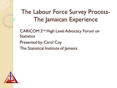 The Labour Force Survey Process- The Jamaican Experience CARICOM 2 nd High Level Advocacy Forum on Statistics Presented by: Carol Coy The Statistical Institute.