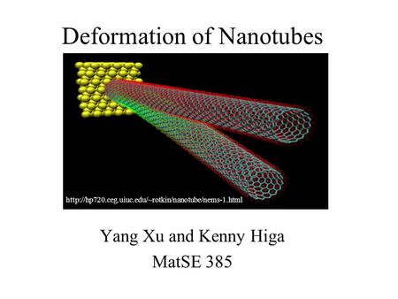 Deformation of Nanotubes Yang Xu and Kenny Higa MatSE 385
