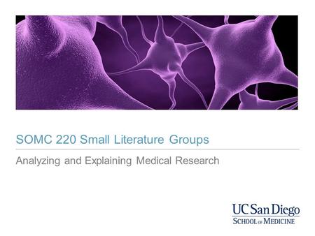 SOMC 220 Small Literature Groups Analyzing and Explaining Medical Research.