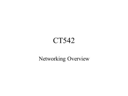 CT542 Networking Overview.
