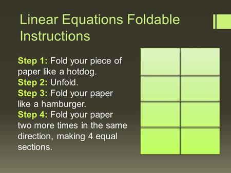 Linear Equations Foldable Instructions