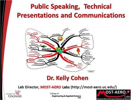 Public Speaking, Technical Presentations and Communications 1 Dr. Kelly Cohen MOST-AERO Labs Dr. Kelly Cohen Lab Director, MOST-AERO Labs (http://most-aero.uc.edu/)