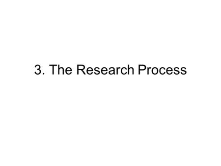 3. The Research Process.