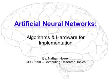 Artificial Neural Networks: