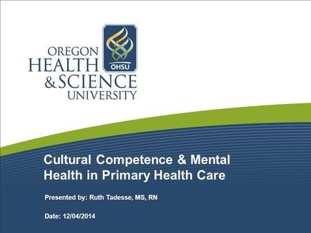 Cultural Competence & Mental Health in Primary Health Care