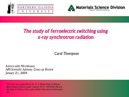 The study of ferroelectric switching using x-ray synchrotron radiation