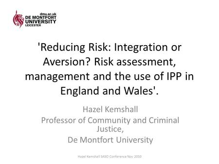 'Reducing Risk: Integration or Aversion