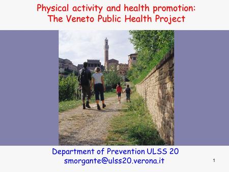 1 Department of Prevention ULSS 20 Physical activity and health promotion: The Veneto Public Health Project.