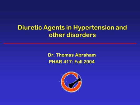 Diuretic Agents in Hypertension and other disorders