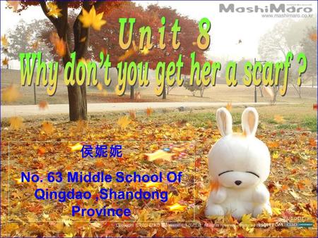 侯妮妮 No. 63 Middle School Of Qingdao,Shandong Province.