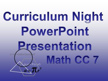 Curriculum Night PowerPoint Presentation