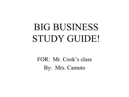 BIG BUSINESS STUDY GUIDE!