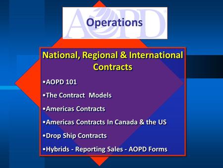 National, Regional & International Contracts